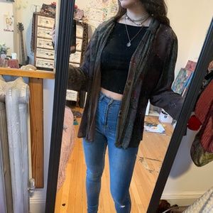 floral mesh button up